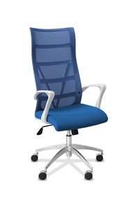 Кресло офисное Топ X белый каркас, сетка/ткань TW / синяя/голубая в Омске