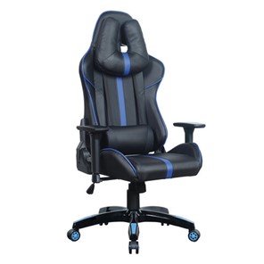 Компьютерное кресло BRABIX "GT Carbon GM-120", две подушки, экокожа, черное/синее, 531930 в Омске