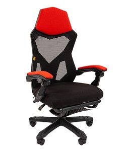 Офисное кресло CHAIRMAN 571 с подставкой для ног , сетчатый акрил / полиэстер черный/красный в Омске