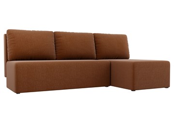 Угловой диван с оттоманкой Поло, Коричневый (рогожка) в Омске