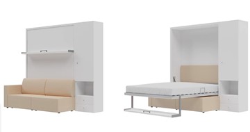 Шкаф-кровать трансформер Кровать-трансформер Smart (КД 1400+ШП), шкаф правый, левый подлокотник в Омске