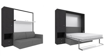 Подъемная кровать Кровать-трансформер Smart (ШЛ+КД 1400), шкаф левый, правый подлокотник в Омске