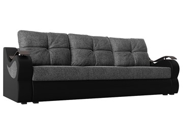 Прямой диван Меркурий еврокнижка, Серый/черный (рогожка/экокожа) в Омске