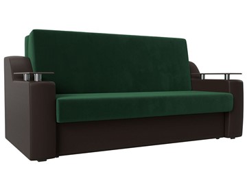 Прямой диван Сенатор Аккордеон 160, Зеленый\Коричневый (Велюр\Экокожа) в Омске
