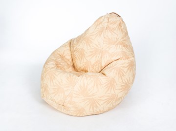 Кресло-мешок Груша среднее, жаккард, бежевые листья в Омске