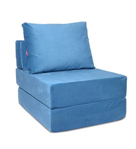Бескаркасное кресло-кровать Окта, велюр синий в Омске