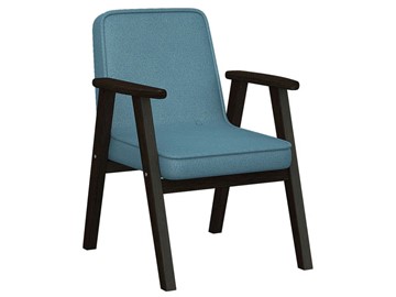 Мягкое кресло Ретро ткань голубой, каркас венге в Омске