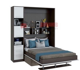 Кровать-шкаф с диваном Бела 1, с полкой ножкой с 1 пеналом, 1600х2000, венге/белый в Омске