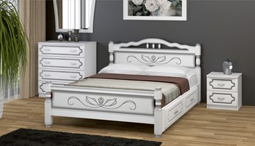 Кровать с выкатными ящиками Карина-5 (Белый Жемчуг) 160х200 в Омске