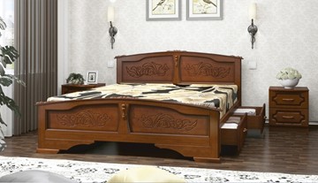 Кровать с выкатными ящиками Елена (Орех) 140х200 в Омске