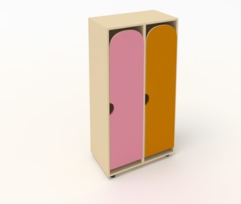 Детский двухдверный шкаф ШГ2 Беж+Оранжевый+Розовый в Омске