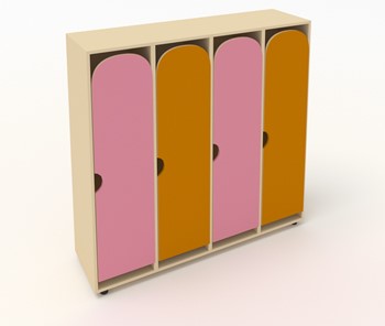 Детский распашной шкаф ШГ4У Беж+Оранжевый+Розовый в Омске
