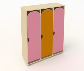 Детский распашной шкаф ШГ3 Беж+Розовый+Оранжевый в Омске