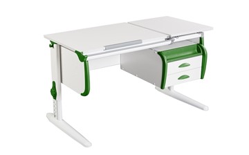 Детский стол-трансформер 1/75-40 (СУТ.25) + Tumba 3  белый/белый/Зеленый в Омске