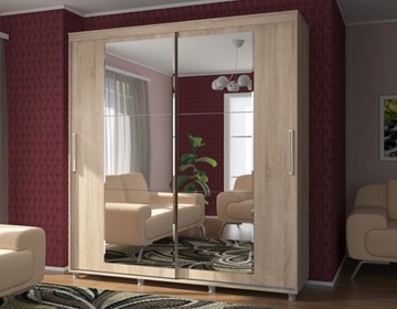 Шкаф 2-х дверный Комфорт №12 2.0 с прямоугольными зеркалами в Омске