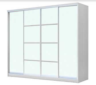 Шкаф 4-х дверный ХИТ 22-24/2-8888, с матовым стеклом, разделительные планки х2, Белый в Омске