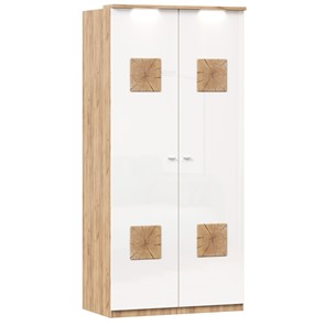 Шкаф двухстворчатый Фиджи с декоративными накладками 659.237, цвет белый в Омске