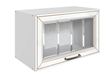 Шкаф кухонный Атланта L600 Н360 (1 дв. рам.) эмаль (белый/белый глянец патина золото) в Омске