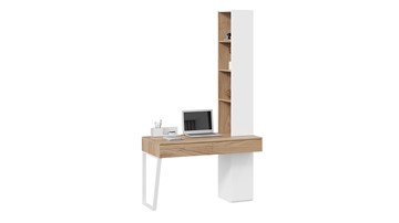 Компьютерный стол со шкафом комбинированным Порто СМ-393.15.012 (Белый жемчуг/Яблоня беллуно/Белый софт) в Омске
