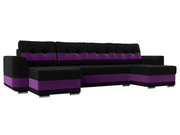 П-образный диван Честер, Черный/фиолетовый (вельвет) в Омске