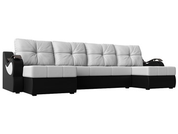 П-образный диван Меркурий П, Белый/черный (экокожа) в Омске