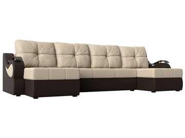 П-образный диван Меркурий П, Бежевый/коричневый (экокожа) в Омске