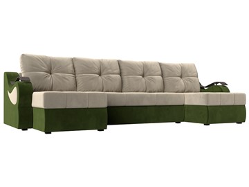 П-образный диван Меркурий П, Бежевый/зеленый (вельвет) в Омске