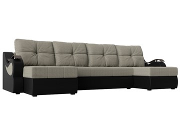 П-образный диван Меркурий П, Корфу 02 (рогожка)/черный (экокожа) в Омске