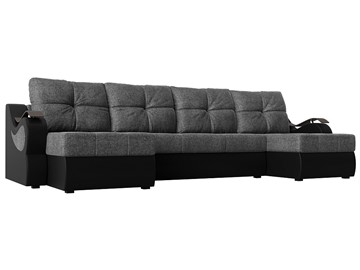 П-образный диван Меркурий П, Серый/черный (рогожка/экокожа) в Омске