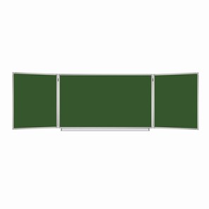 Доска  для мела 3-х элементная 100х150/300 см, 5 рабочих поверхностей, зеленая, BRAUBERG, 231707 в Омске