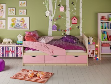 Детская кровать Дельфин, Розовый глянец 80х180 в Омске