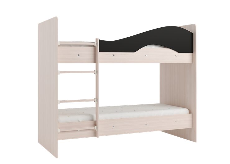 Детская  двухъярусная кровать Мая с 2 ящиками на щитах, корпус Млечный дуб, фасад Венге в Омске - изображение 3