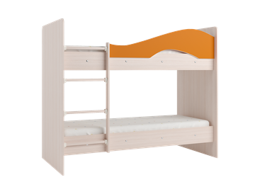 Кровать 2-ярусная Мая с 2 ящиками на щитах, корпус Млечный дуб, фасад Оранжевый в Омске - предосмотр 2