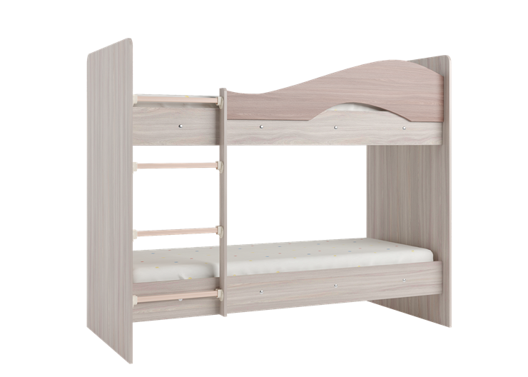 Двухэтажная кровать Мая с 2 ящиками на щитах, корпус Шимо светлый, фасад Шимо темный в Омске - изображение 2