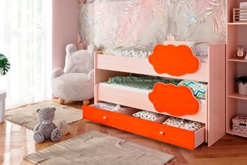 Детская 2-х ярусная кровать Соник 1.6 с ящиком, Оранжевый в Омске - предосмотр