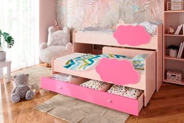 Детская двухэтажная кровать Соник 1.6 с ящиком, Розовый в Омске