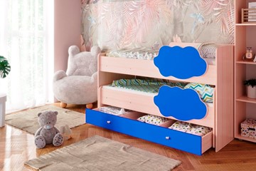 Детская двухъярусная кровать Соник 1.6 с ящиком, Синий в Омске