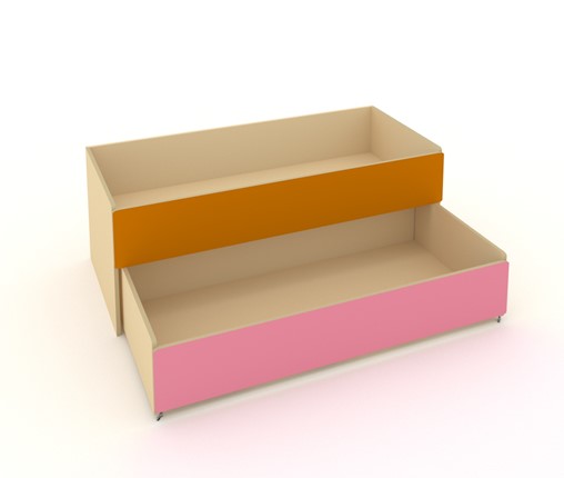 Кровать для детей 2-х уровневая КД-2, Беж + Оранжевый + Розовый в Омске - изображение