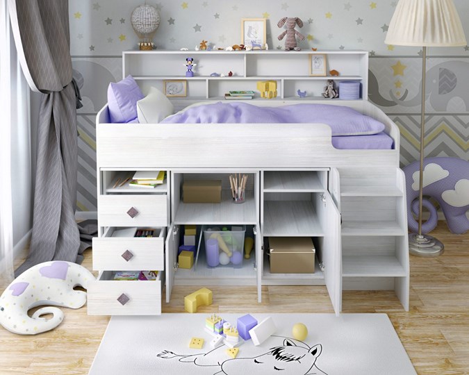 Кровать-чердак детская Малыш-5, цвет Винтерберг в Омске - изображение 3