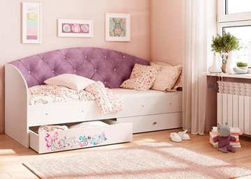 Детская кровать односпальная Эльза без бортика, Фиолетовый (латы) в Омске