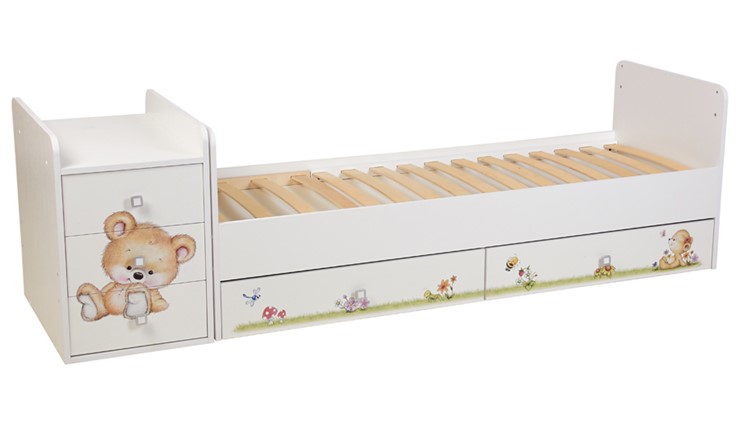 Детская кровать Фея 1100 Медвежонок Белый в Омске - изображение 2