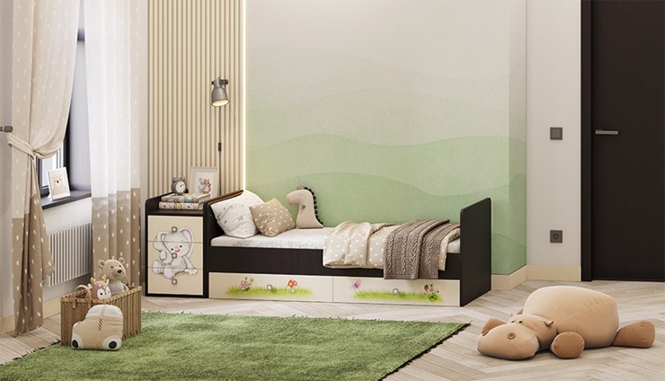 Детская кровать Фея 1100 Зайчонок Венге-бежевый в Омске - изображение 5