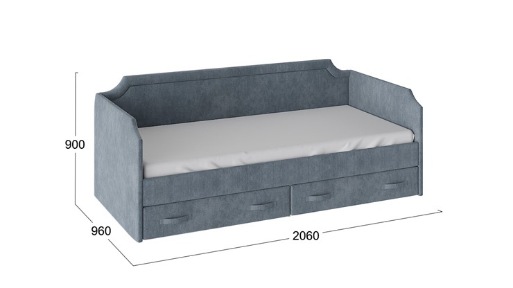 Кровать подростковая Кантри Тип 1, ТД-308.12.02 (Замша синяя) в Омске - изображение 2