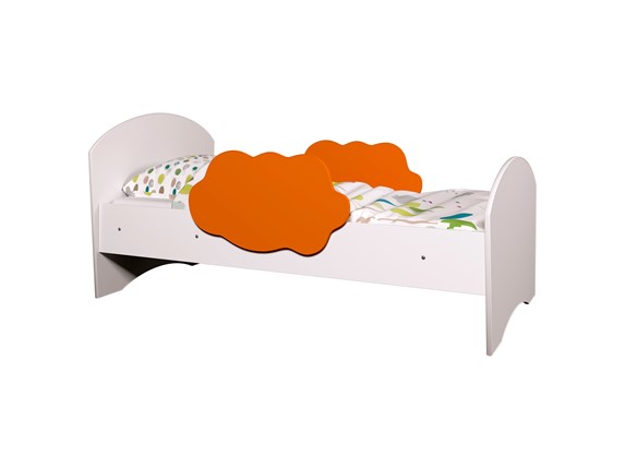 Кровать с бортиками Тучка, корпус Белый, фасад Оранжевый в Омске - изображение