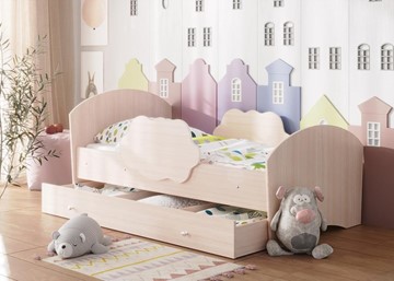 Детская кровать Тучка с ящиком, корпус Дуб млечный, фасад Дуб млечный в Омске