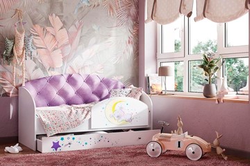 Детская кровать односпальная Звездочка с бортиком, Фиолетовый в Омске