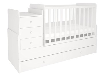 Кровать для новорожденных с комодом POLINI Kids Simple 1100 Белый в Омске - предосмотр