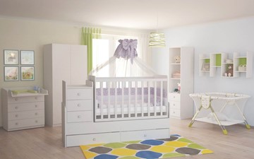 Кровать для новорожденных с комодом POLINI Kids Simple 1100 Белый в Омске - предосмотр 4