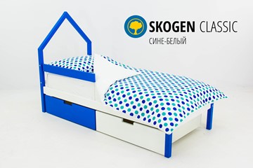 Кровать-домик детская мини Skogen сине-белый в Омске
