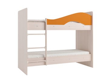 Детская двухэтажная кровать Мая на щитах, корпус Млечный дуб, фасад Оранжевый в Омске